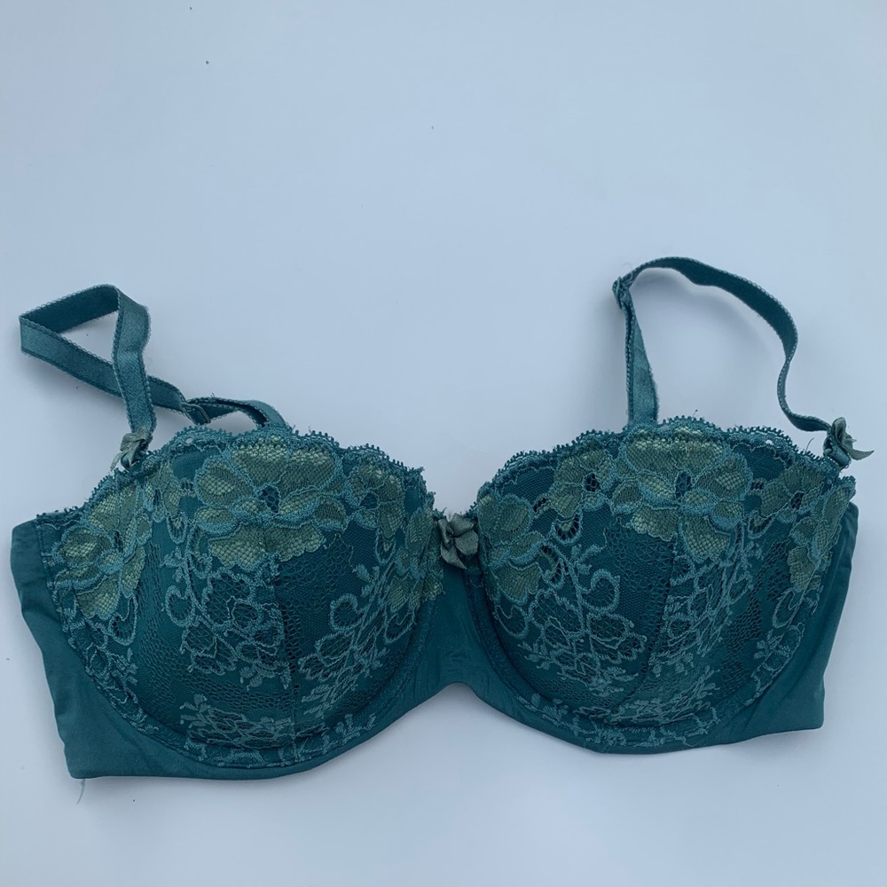 Adore Me Green Lace Floral Balconette Bra 36DD